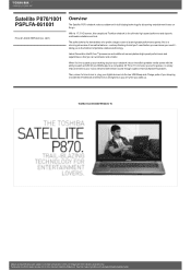 Toshiba Satellite P870 PSPLFA Detailed Specs for Satellite P870 PSPLFA-061001 AU/NZ; English