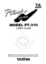 Brother International PT-310 Users Manual - English