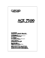Clifford ACE 7500 Owners Guide