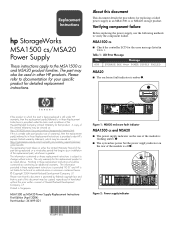HP StorageWorks MSA1500 HP StorageWorks MSA1500 cs/MSA20 Power Supply Replacement Instructions (April 2004)