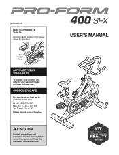 ProForm 400 Spx Bike English Manual
