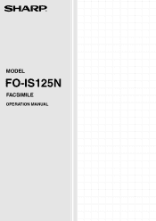 Sharp FO IS125N FO-IS125N Operation Manual