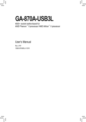 Gigabyte GA-870A-USB3L Manual