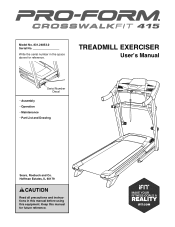 ProForm Crosswalk Fit 415 Treadmill English Manual