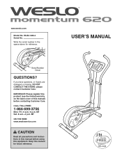 Weslo Momentum 620 Elliptical English Manual