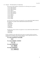 Lenovo B50-70 Laptop Lenovo Regulatory Notice for wireless adapter (EU) - Lenovo B40-xx, B50-xx, B50-30 Touch, E40-xx Notebook