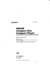 Sony D-F181 Primary User Manual