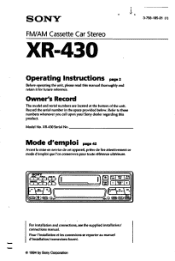 Sony XR-430 Users Guide