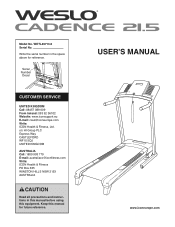Weslo Cadence 21.5 Treadmill Uk Manual