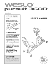 Weslo Pursuit 360r Bike English Manual