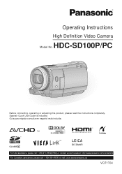 Panasonic HDCSD100PC Hd Video Camera - Multi Language