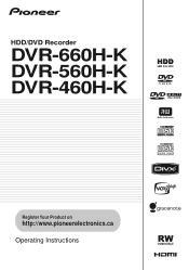 Pioneer DVR-660H-S Operating Instructions