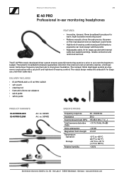 Sennheiser IE 40 PRO Product Specification IE 40 PRO