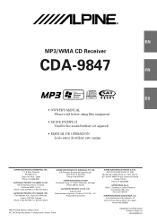 Alpine CDA-9847 Owners Manual