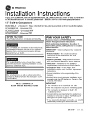 GE UCG1680LSS Installation Instructions
