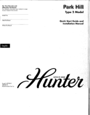 Hunter 20578 Owner's Manual