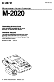 Sony M-2020 Operating Instructions