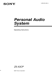 Sony ZS-X3CP Primary User Manual