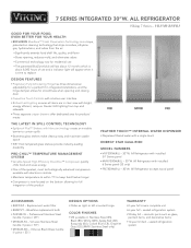 Viking 30inch Fully Integrated All Refrigerator Two-Page Specifications Sheet