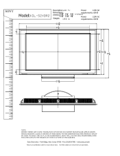 Sony KDL-52XBR2 Dimensions Diagram