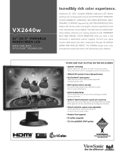 ViewSonic VX2640W VX2640w Spec Sheet