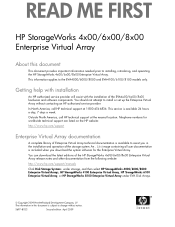 HP StorageWorks 4000/6000/8000 HP StorageWorks 4x00/6x00/8x00 Enterprise Virtual Array read me first (5697-8033, April 2009)
