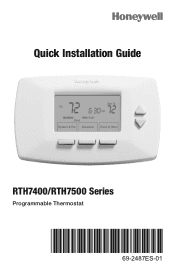 Honeywell YRTH7500D1009 Quick Installation Guide