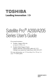 Toshiba Satellite Pro A200-EZ2205X User Manual