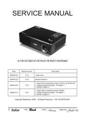 Acer X1261 Acer X1161, X1261, X110 and H5360 Projector Series Service Guide