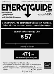 Frigidaire FFHI2131QS Energy Guide