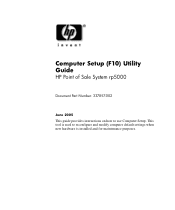 HP Point of Sale rp5000 Computer Setup (F10) Utility Guide (2nd Edition)