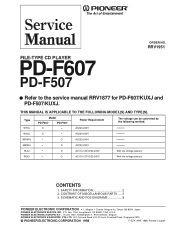 Pioneer PD-F607 Service Manual
