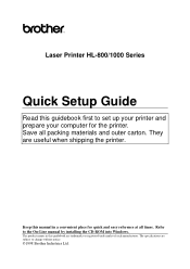 Brother International HL 1040 Quick Setup Guide - English