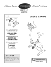 ProForm 920s Ekg Bike Canadian English Manual