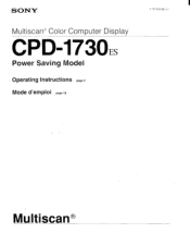Sony CPD-1730 Operating Instructions  (primary manual)