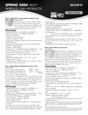 Sony PCWA-DE80 Spring 2004 Wireless LAN specifications