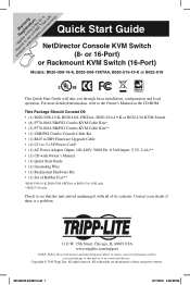 Tripp Lite B022-U08 Quick Start Guide for Select Console & Rackmount KVMs 932901