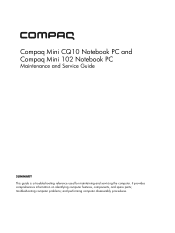 HP Mini 102 Compaq Mini CQ10 Notebook PC and Compaq Mini 102 Notebook PC - Maintenance and Service Guide