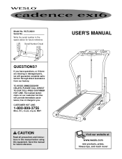 Weslo Cadence Ex16 Treadmill English Manual