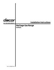 Dacor HGPR30 Installation Instruction - 30' Pro Gas Range