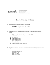 Garmin vivofit jr. Children s Product Certificate