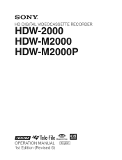 Sony HDWM2000/20 Operation Manual