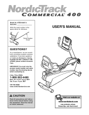 NordicTrack 400 Bike English Manual