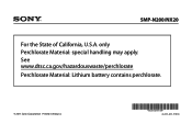 Sony SMP-NX20 Special handling note for the State of California