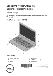 Dell Vostro 1450 Setup and Features Information Tech Sheet