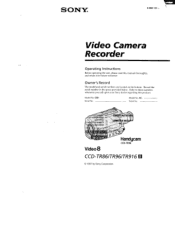Sony CCD-TR916 Operating Instructions  (primary manual)