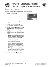 HP CP4525n HP Color LaserJet Enterprise CP4020/CP4520 Series Printer - Change jam recovery