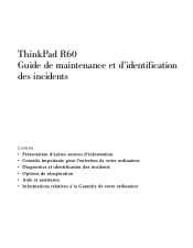 Lenovo ThinkPad R60e (French) Service and Troubleshooting Guide