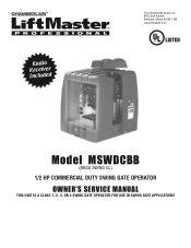 LiftMaster MEGA SWING MEGA SWING - MSWDCBB Manual