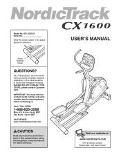 NordicTrack Cx 1600 Elliptical English Manual